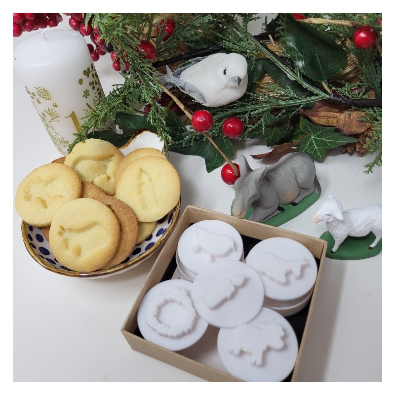 Minis emporte-pièces 3D pour des sablés autour de la crèche de Noel